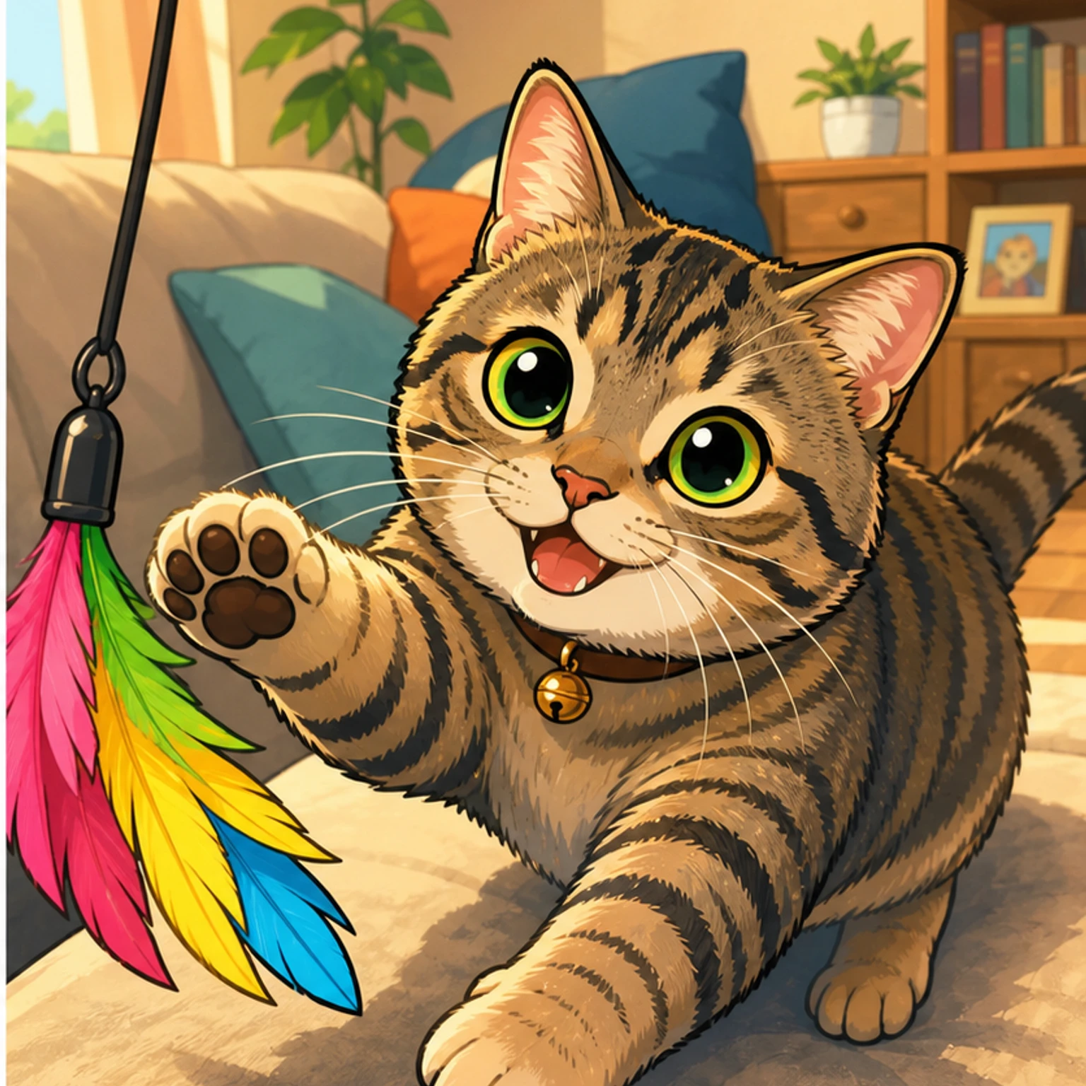 Cartoon / Anime Tabby cat pet portrait style