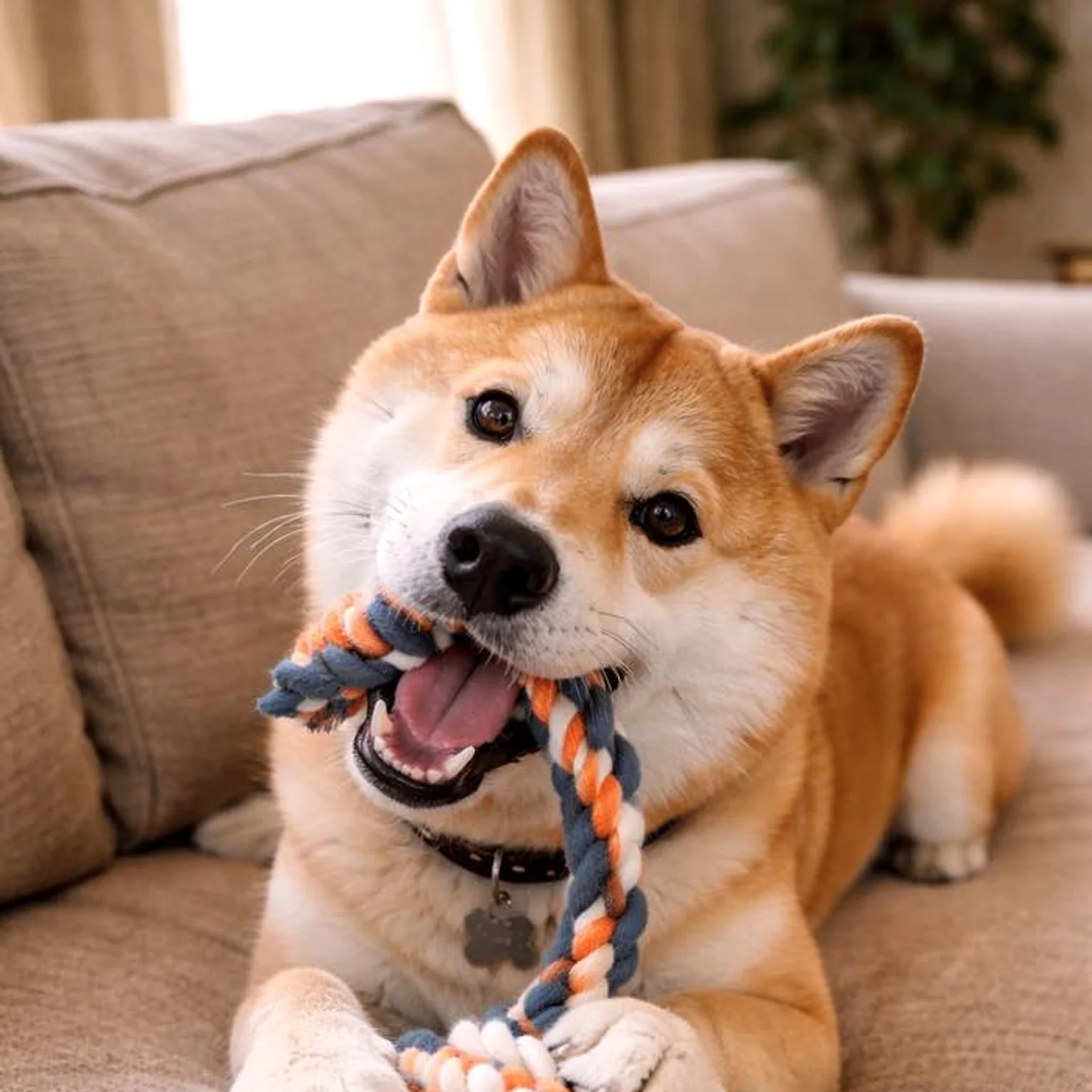 Natural iPhone-style photo of a Shiba inu before Clay Portrait conversion