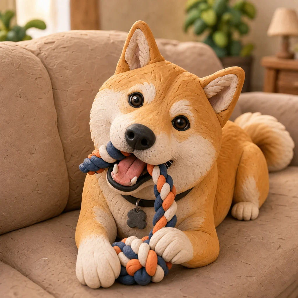 Clay Portrait Shiba inu pet portrait style