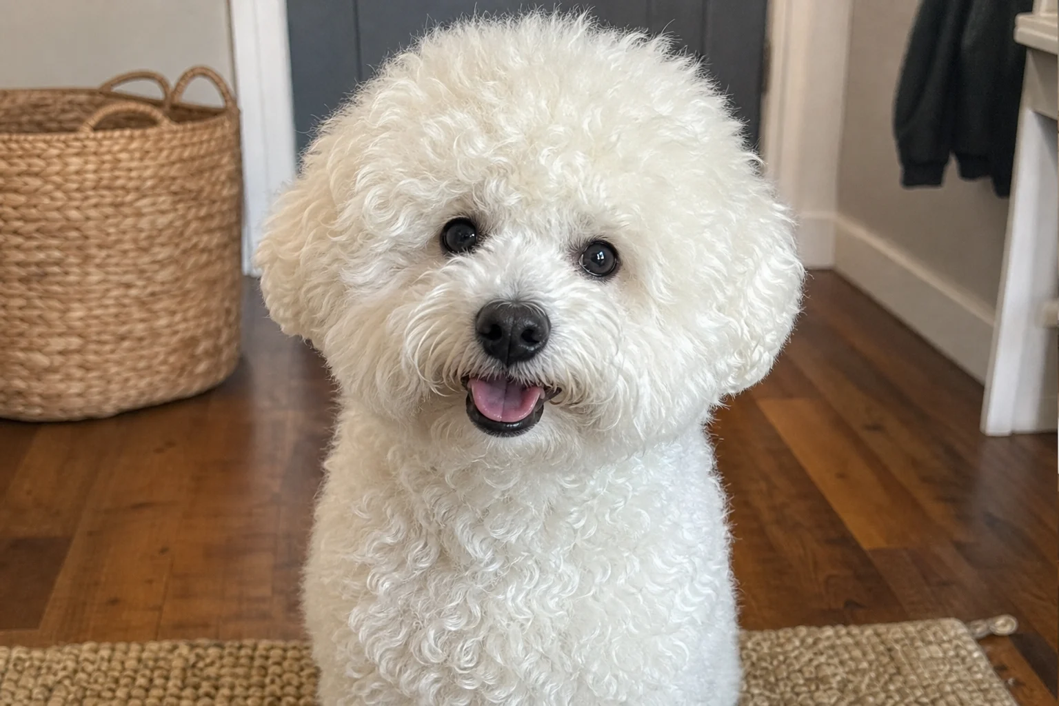 Natural iPhone-style photo of a Bichon Frise before Linocut Print conversion