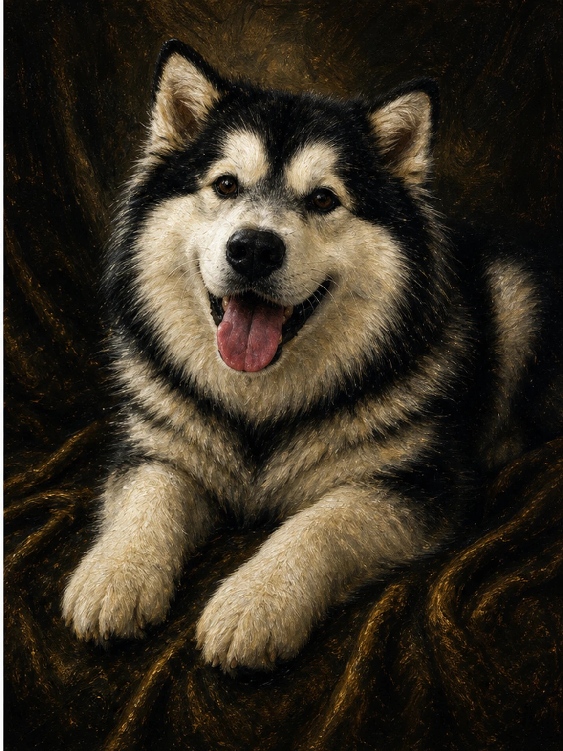 Oil Painting Husky pet portrait style