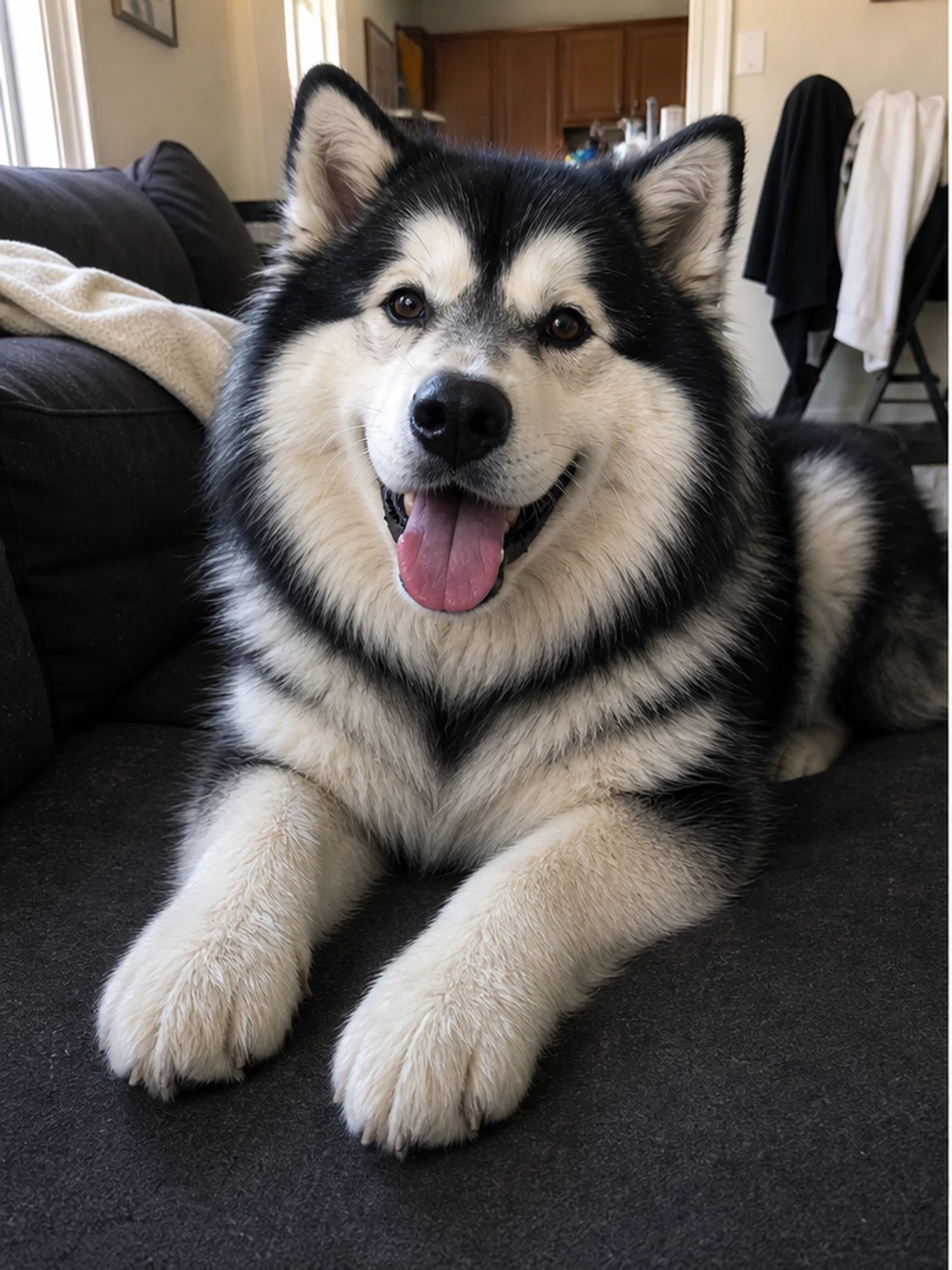 Natural iPhone-style photo of a Husky before Oil Painting conversion