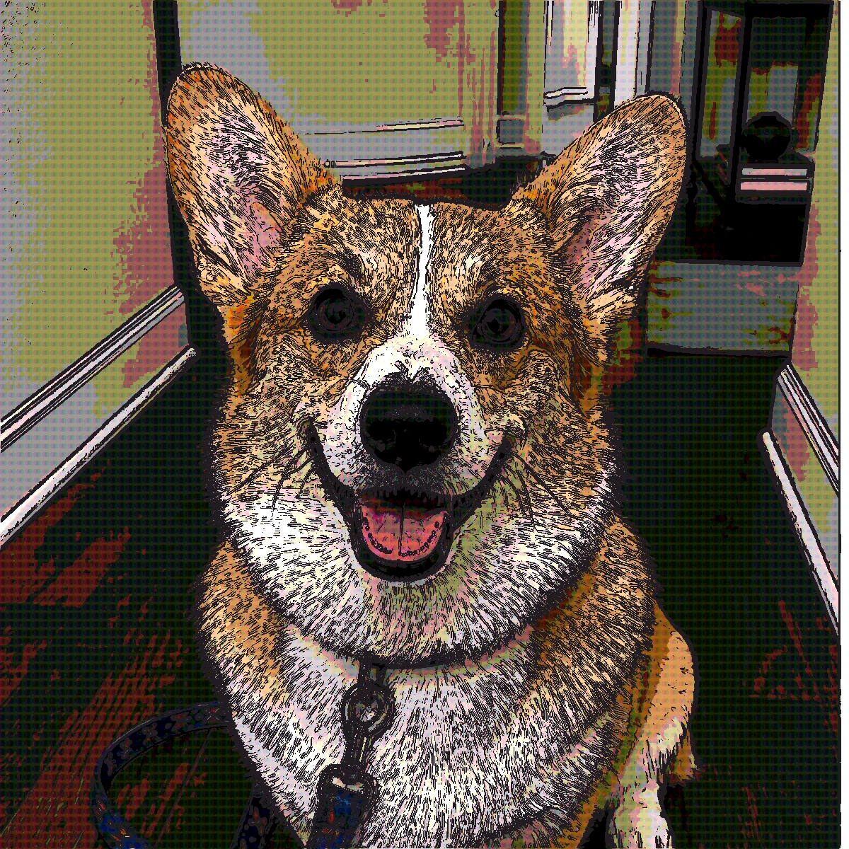 Pop Art Corgi pet portrait style