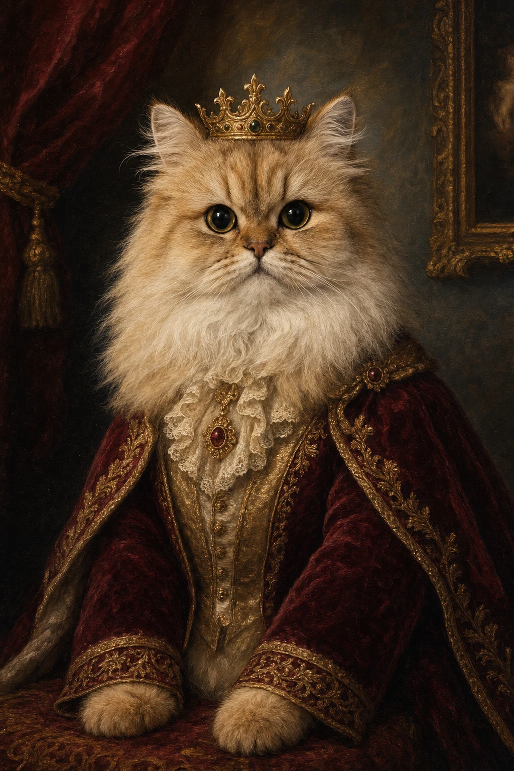 Royal Portrait Persian cat pet portrait style