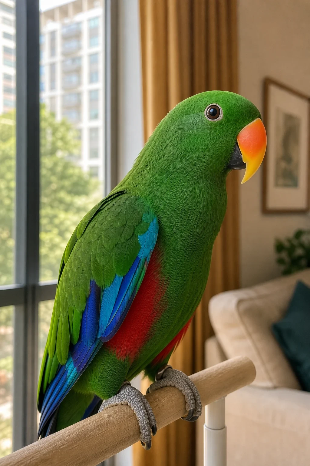 Natural iPhone-style photo of a Macaw parrot before Stained Glass conversion