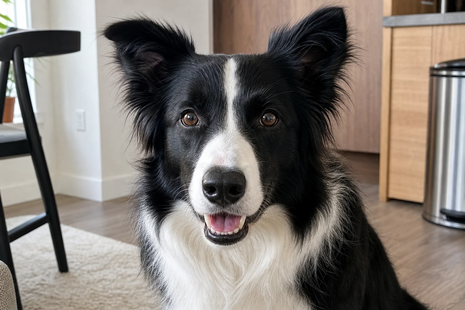 Natural iPhone-style photo of a Border Collie before Studio Photo conversion