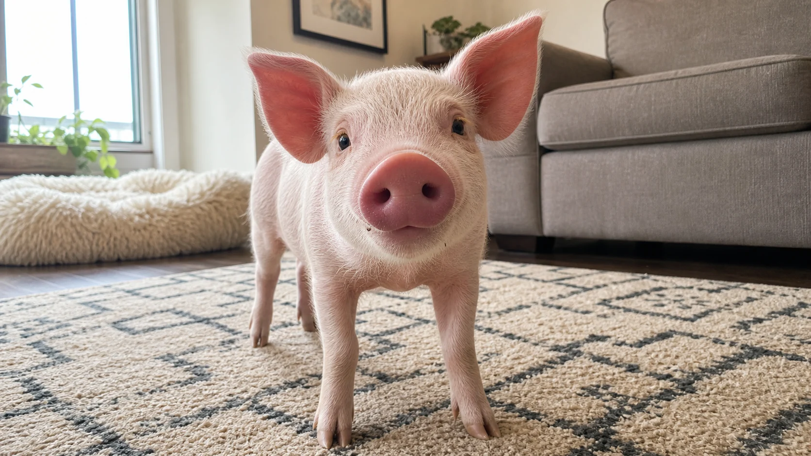 Natural iPhone-style photo of a Pig before Vintage Poster conversion